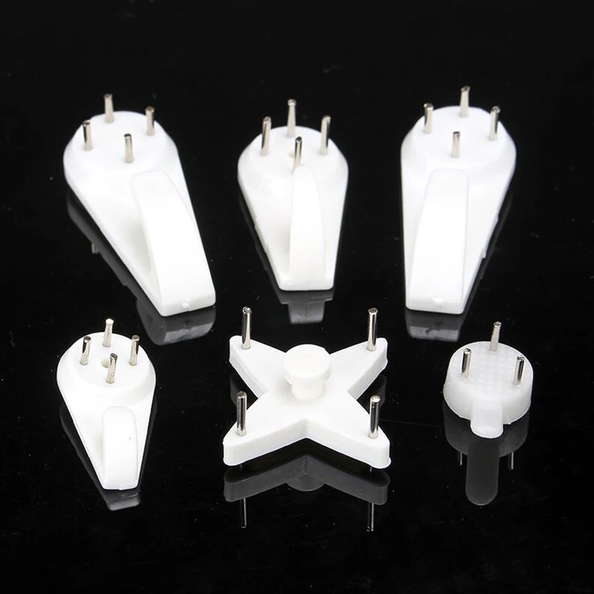 White Plastic Invisible Wall Mount Photo Picture Frame Hanger Hook Y6Q1 Nai A1H6