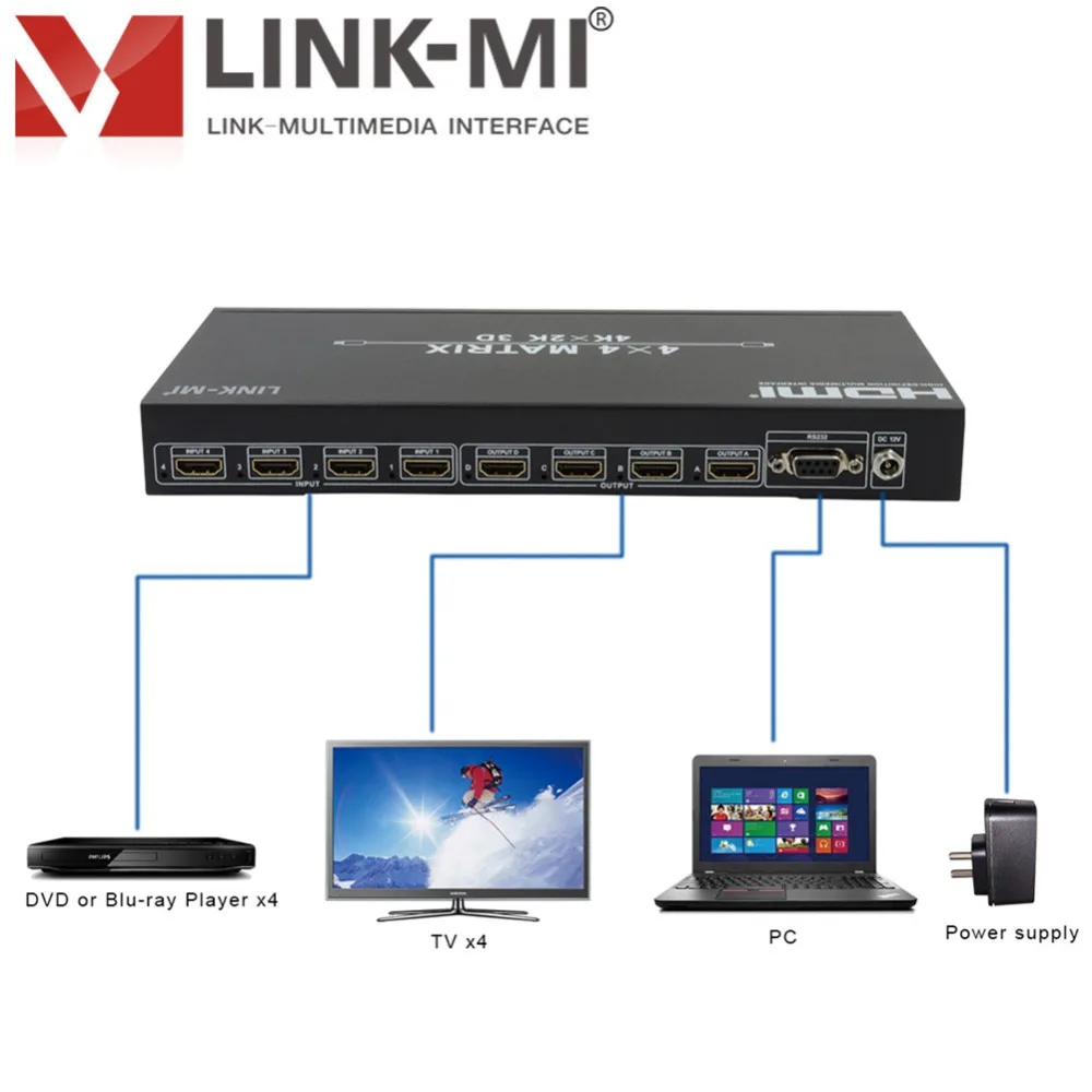 HDMI матричный коммутатор 4x4 совместимый HDCP до 4K x 2K Кнопка ИК пульт дистанционного