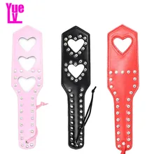 Yuelv couro spanking paddle em forma de coração escravo paddle fetiche bondage restrição chicote bunda flogger knout adulto jogo produtos do sexo