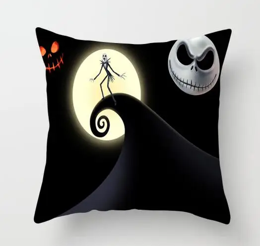 ZENGIA Nightmare Before Christmas Cushion cover GHOST Pillow cover Polyester Horror Throw pillows Sofa Decorative Pillow case - Color: 9