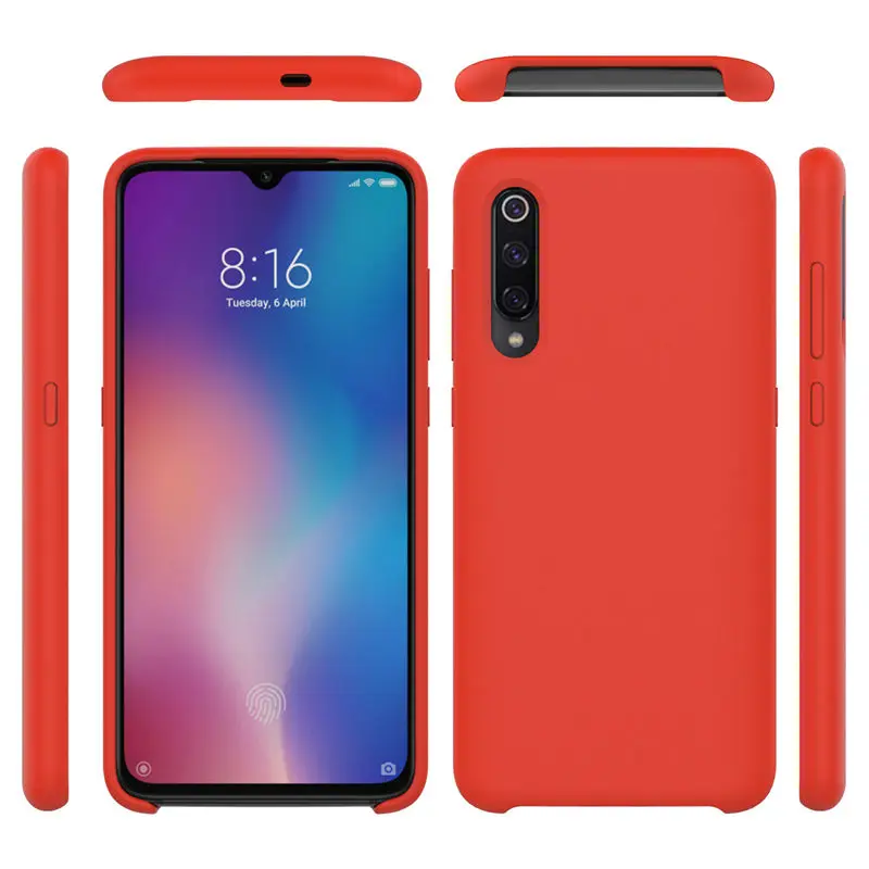 10pcs/lot Liquid Silicone Case For Xiaomi 9 9se 8 6X A2 Lite For Redmi Note 7 6 K20 Pro Silky Gel Rubber Soft Touch Cover