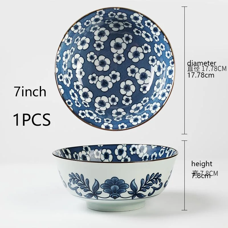 C7inch 5/5. 7/7 Plus/8 дюймов Цзиндэчжэнь Посуда Япония Стиль набор посуды для дома, миски под рис супа чашки для супа с лапшой миска-контейнер Кухня аксессуары для рукоделия - Цвет: C7inch