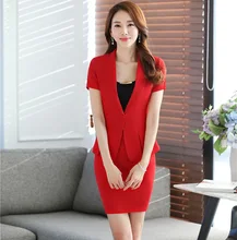 Más Tamaño Profesional Business Women Work Chaquetas Y Trajes de Falda 2016 de Primavera y Verano Estilo Uniforme Formal Blazers Trajes