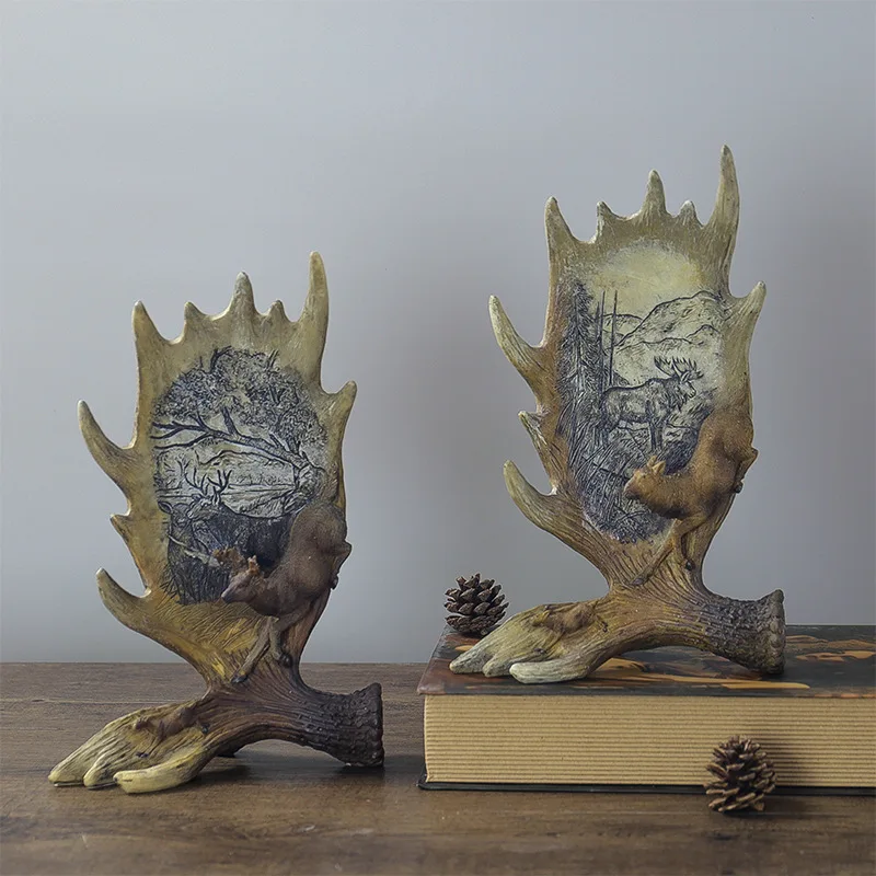 

Milu Deer Statues Horn Crafts Home Decorations Tabletop Retro Resin Animal Sculpture Nordic Office Desk Furnishing Articles