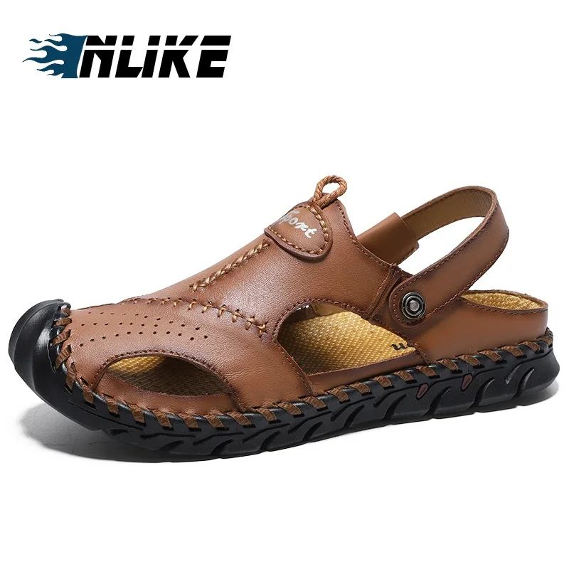 

New Men Sandals Summer Casual Shoes Beach Sandals Genuine Leather Sandals