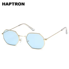 HAPTRON винтажные Квадратные Солнцезащитные очки женские маленькие многоугольные мужские солнцезащитные очки ретро Роскошные брендовые дизайнерские Желтые красные розовые солнцезащитные очки