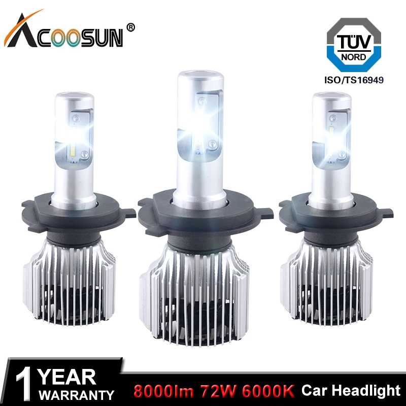 AcooSun H4 H7 светодиодный автомобилей головной светильник 12V H1 H8 H11 HB3 9005 HB4 9006 9012 9007 H13