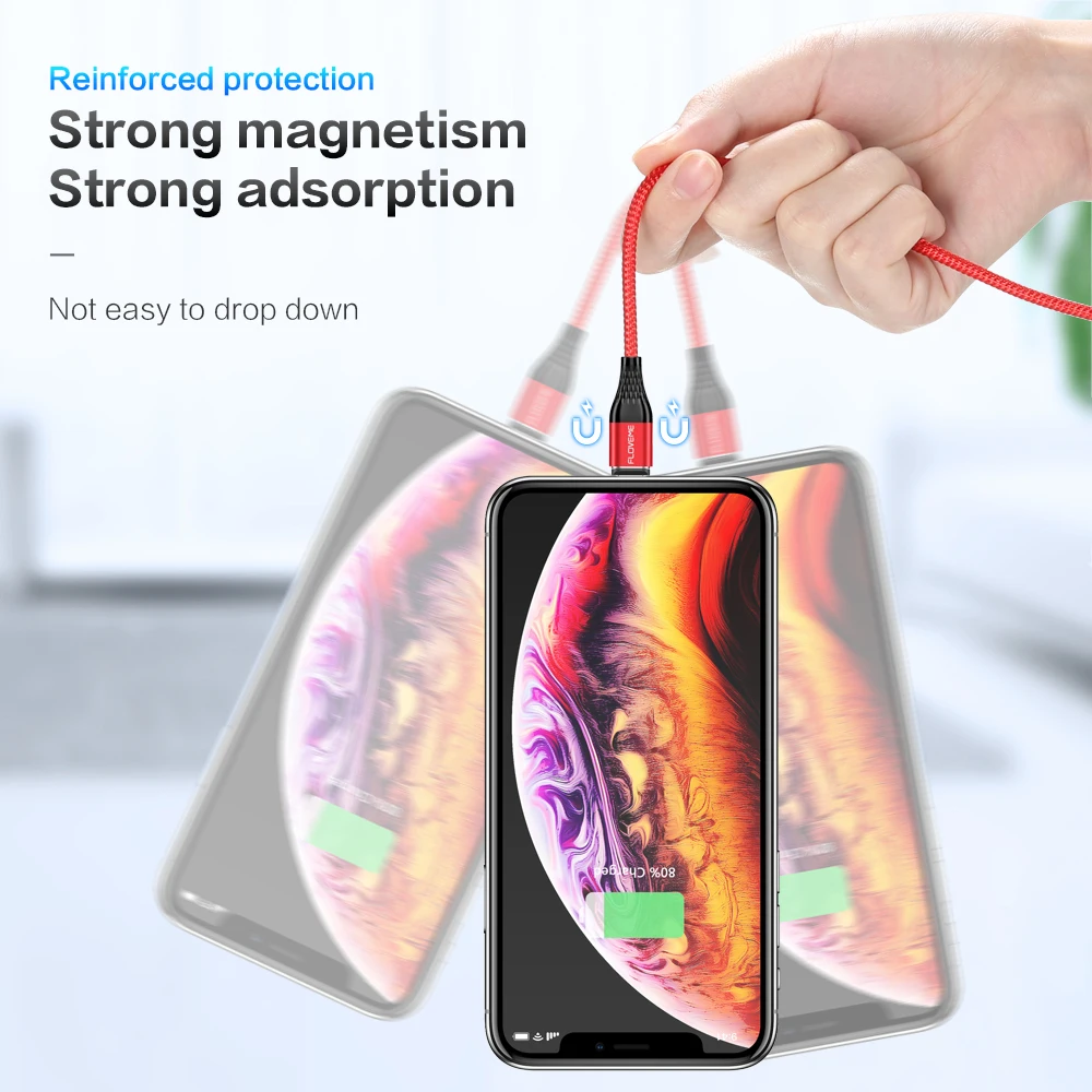  FLOVEME 3A Magnetische Ladegerät Kabel Für iPhone Micro USB Typ C Kabel Magnet Schnelle Lade Ladung