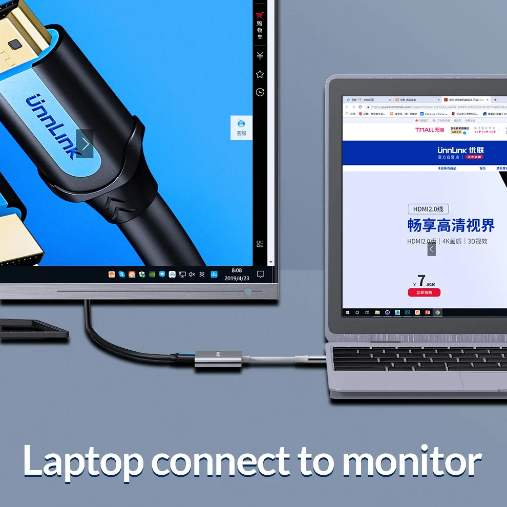 Unnlink USB C к HDMI адаптер типа C к HDMI USB3.0 PD UHD4K Thunderbolt3 для MacBook Galaxy S10/S9/S8 Dex mate 20 P20 P30 переключатель