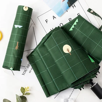 

1PC Fashion Retro Sun Umbrella Anti-UV Umbrella Rain Windproof 3 Folding Sun Umbrellas Sunscreen Parasol