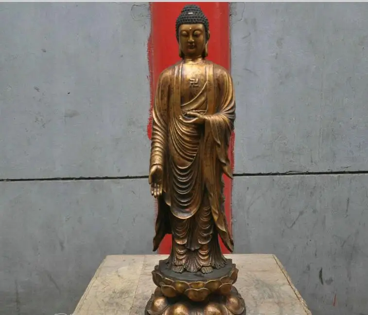

26 " Tibetan Buddhist Bronze Shakyamuni Mahavairocana Buddha Sculpture Statue