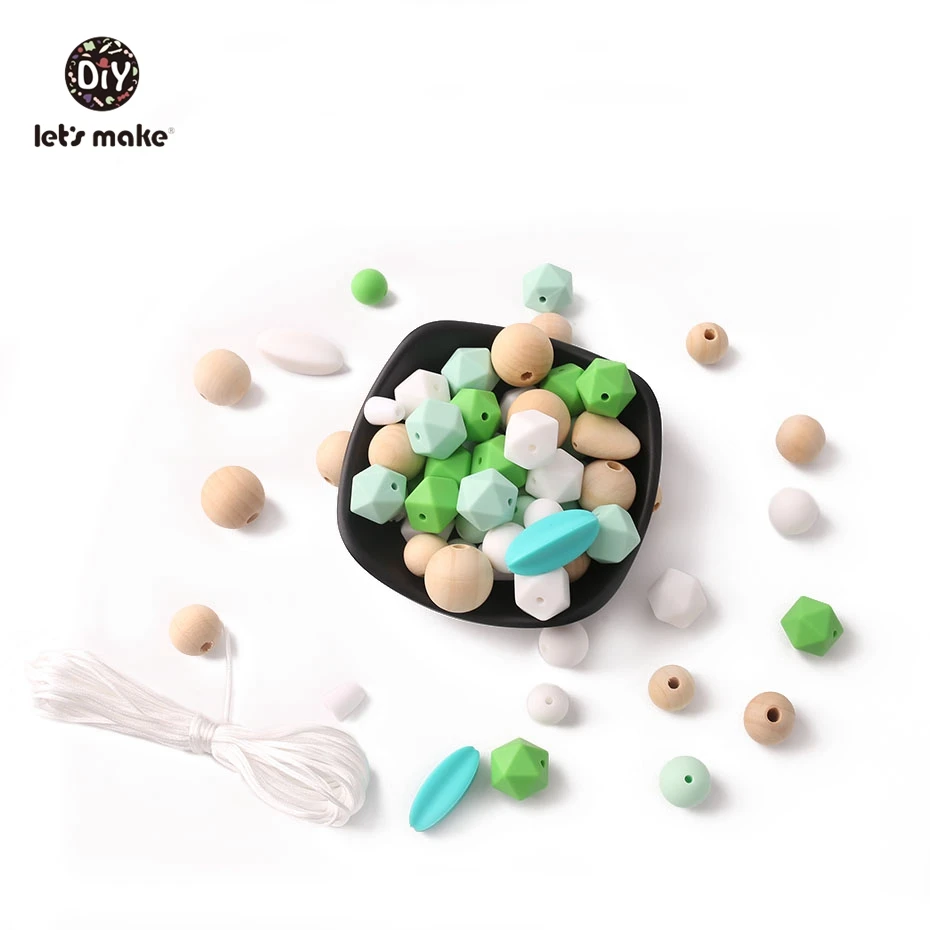 

Let's make Baby Teething Food Grade Mint Carambola Suit DIY Silicone Octagon Beads Different Maple Beads BPA Free Baby Teether