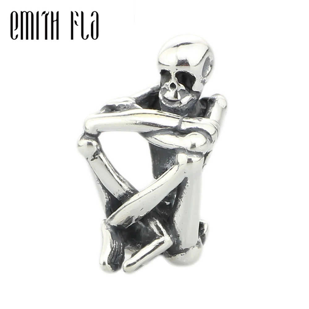 

925 Sterling Silver Skeleton Spirit Charm Beads DIY Fit For European Troll Bracelet & Necklace Vintage Jewelry Design Beads