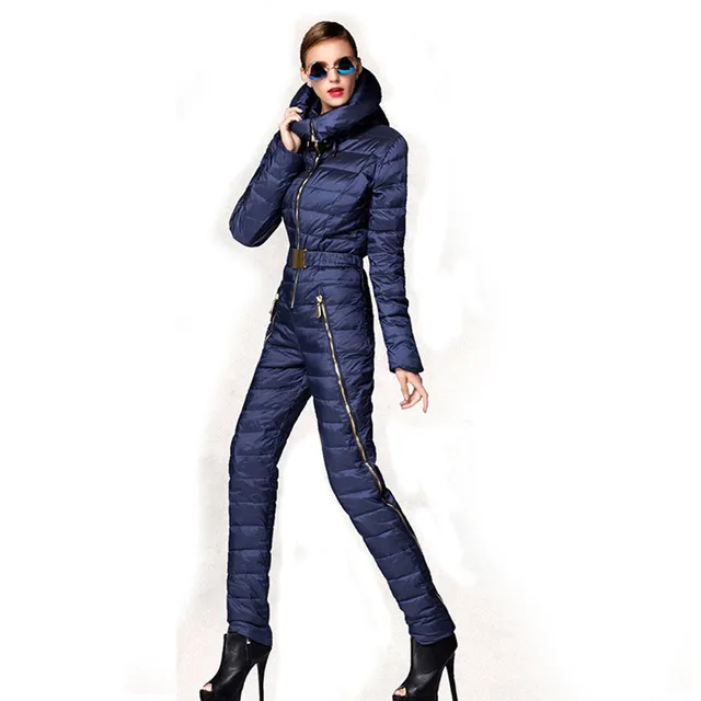 One Piece Mountain Skiing Suit Women Winter Super Warm Ski Suit ...