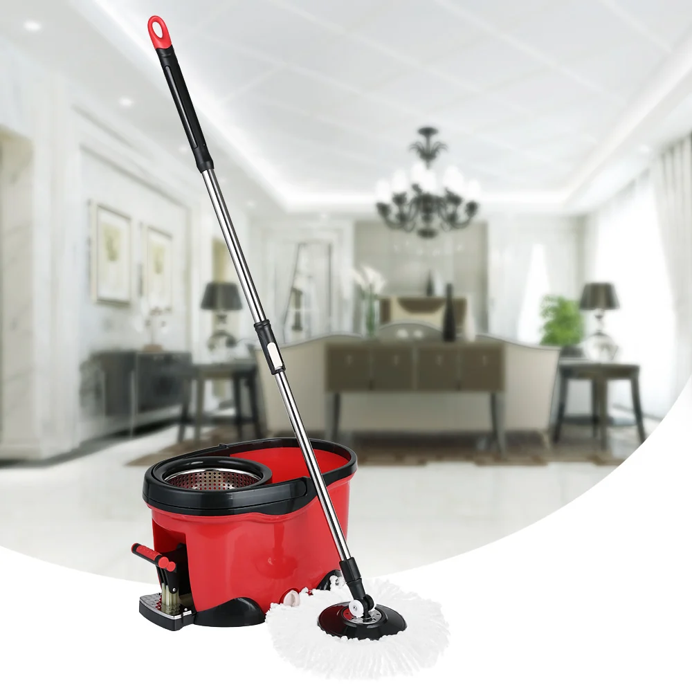 Stainless Steel Rolling Spin Mop Bucket Set Foot Pedal Rotating Self