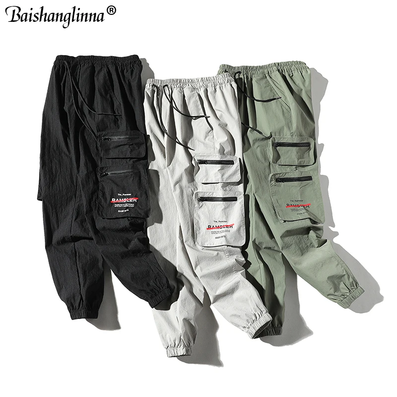 Baishanglinna Men's Side Pockets Cargo Pants 2019 Hip Hop Casual Male Tatical Joggers Trousers Fashion Casual Streetwear Pants