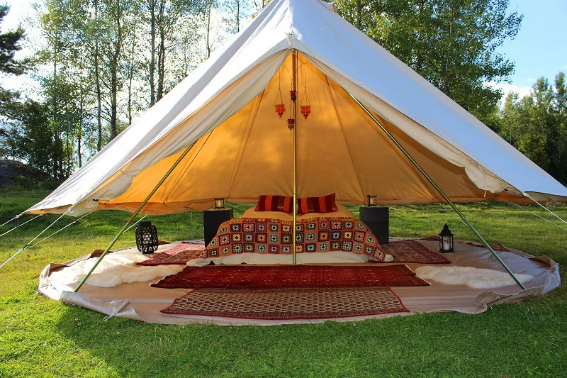 Открытый водонепроницаемый диаметр 4 м колокольчик палатка четыре сезона Sibley Glamping Палатка