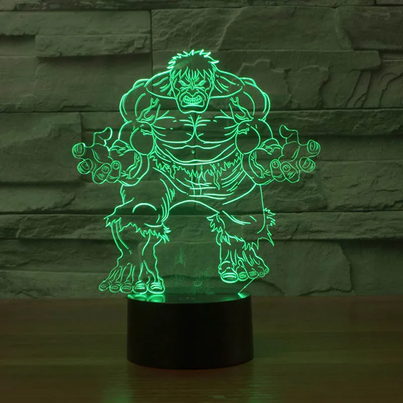 

7 Color Changing LED The Incredible Hulk night light table lamp nightlights touch switch children bed lamp with USB Cable