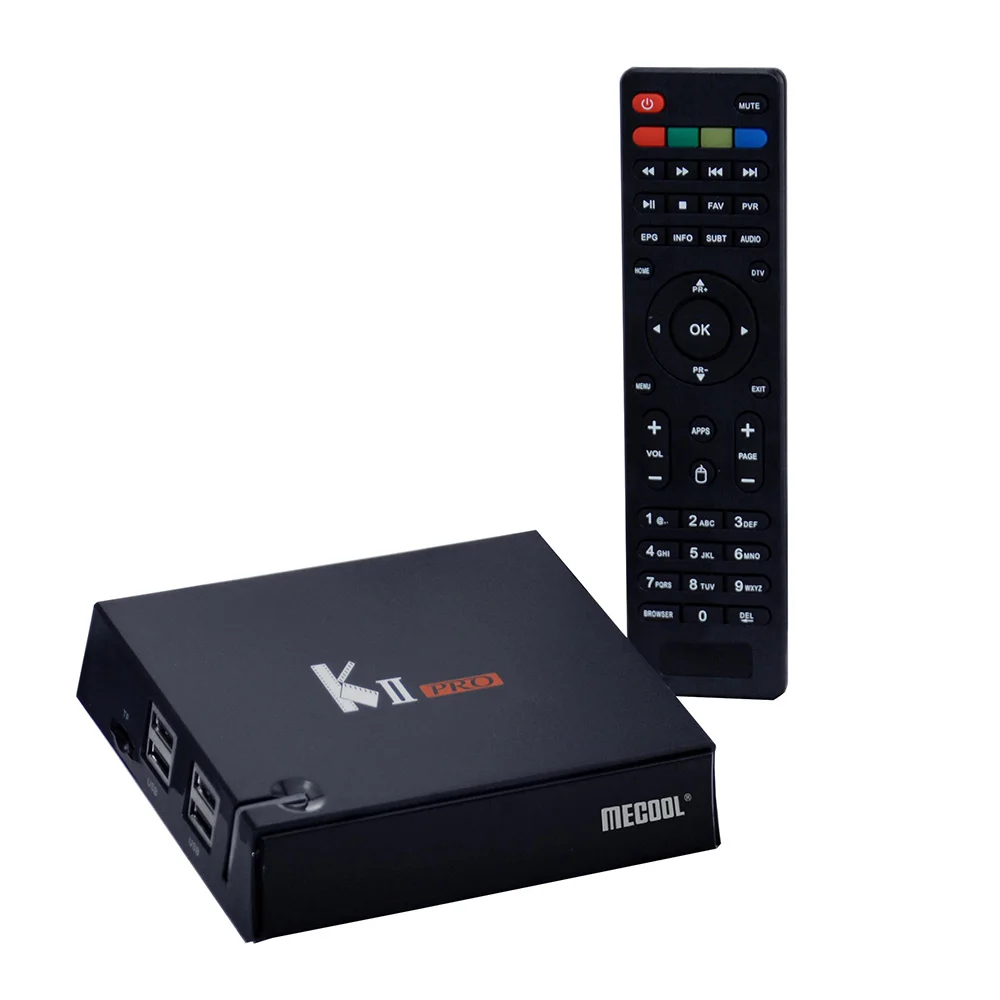 ТВ приставка MECOOL KII PRO четырехъядерный процессор Amlogic S905D 64 бит Android 2 ГБ + 16 DVB S2 T2