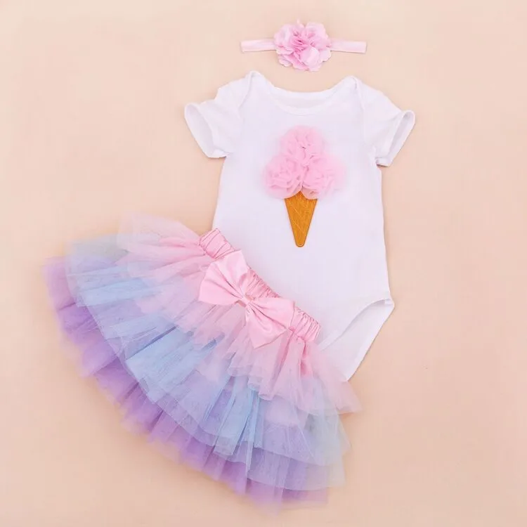 NEW EMS DHL Free Shipping baby girls tutus 3PC Set Short Romper Skirt