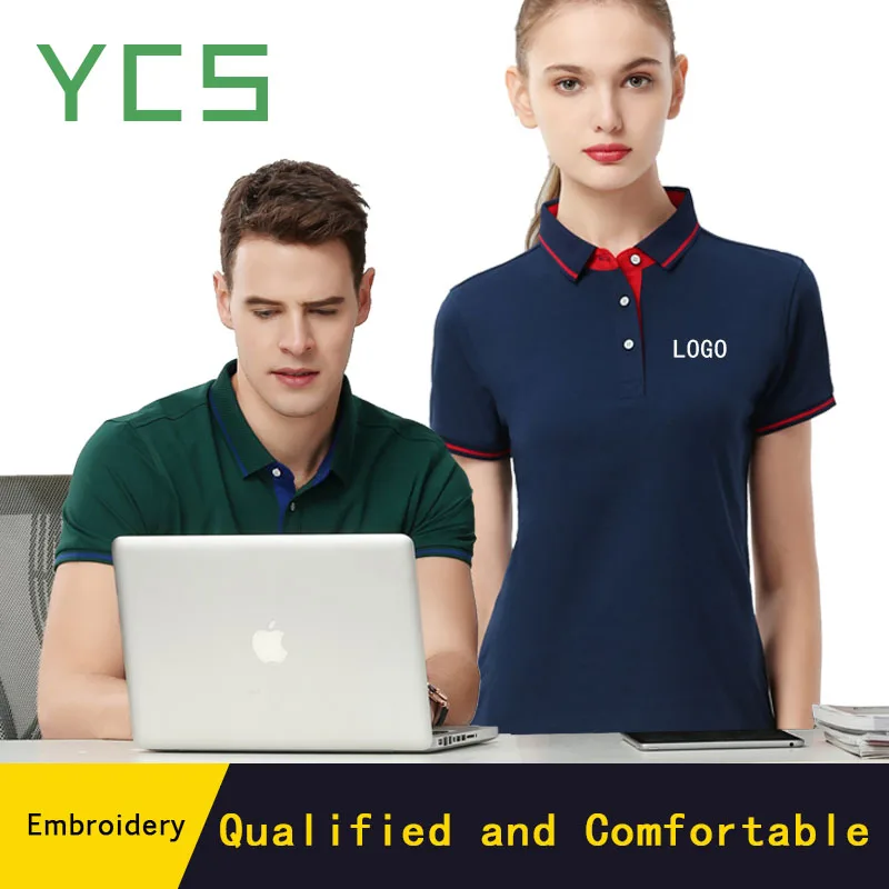 

YCS Store 10 Patterns 53% Cotton Custom Polo Shirt Men with Company Own Logo by Embroidery/Digital/ Print