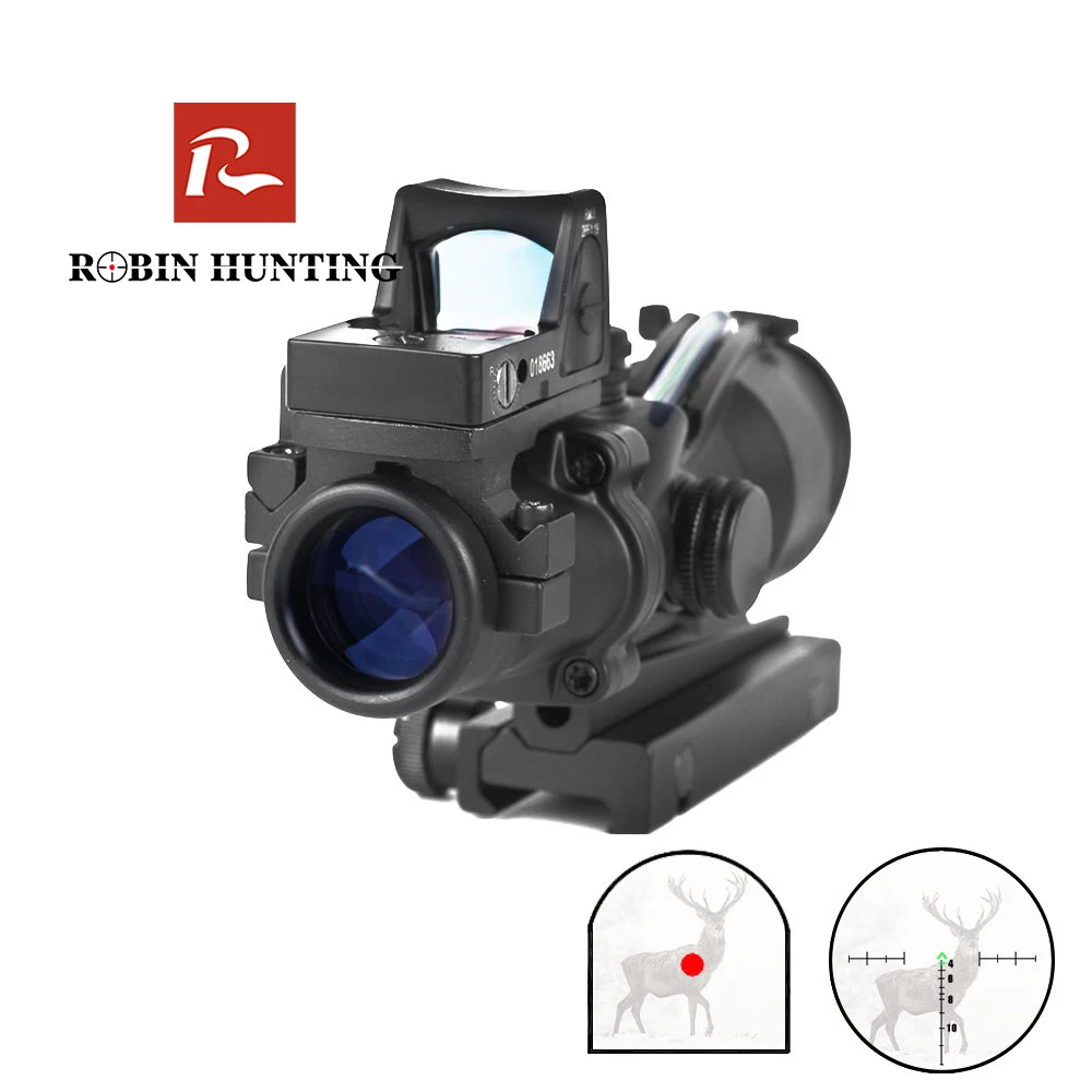 

Robin Hunting ACOG 4X32 Tactical Fiber Optic Sight Compac RMR Red Dot Sight Scope Hunting Rifle Scope Combo Airsoft Sight