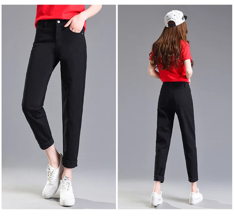 Vintage Woman jeans high waist white mom jeans new autumn korean black skinny woman pencil pants vaqueros mujer