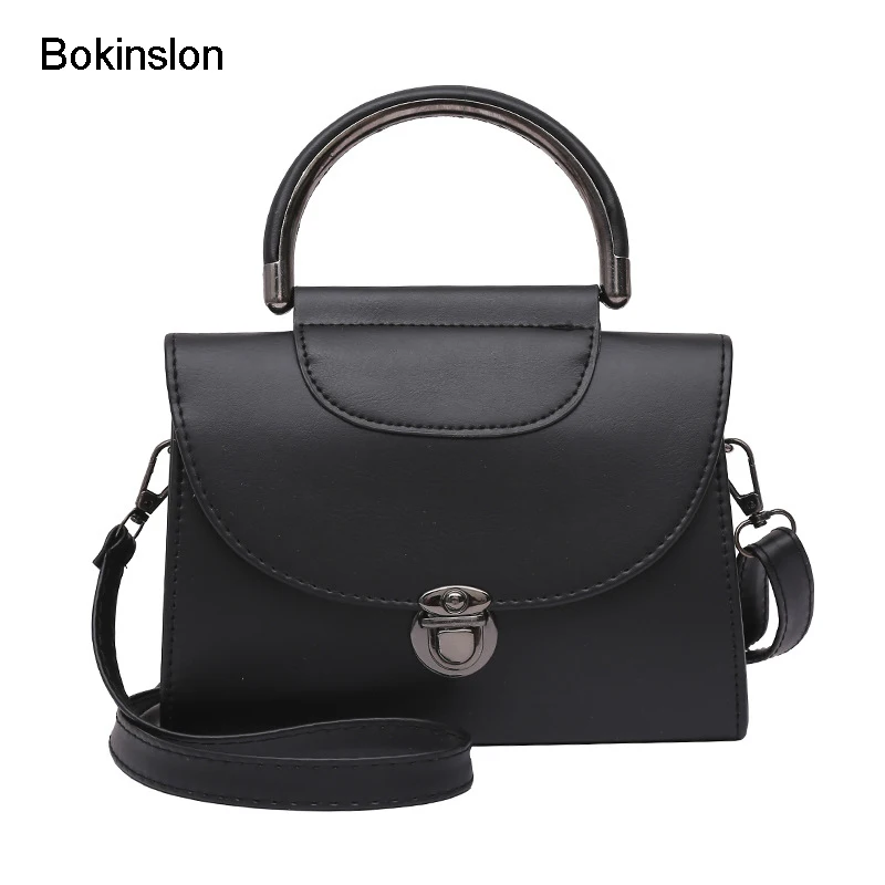 

Bokinslon Woman Handbags Bags Lock Buckle PU Leather Ladies Small Square Bags Solid Color Small Fresh Women Shoulder Bag
