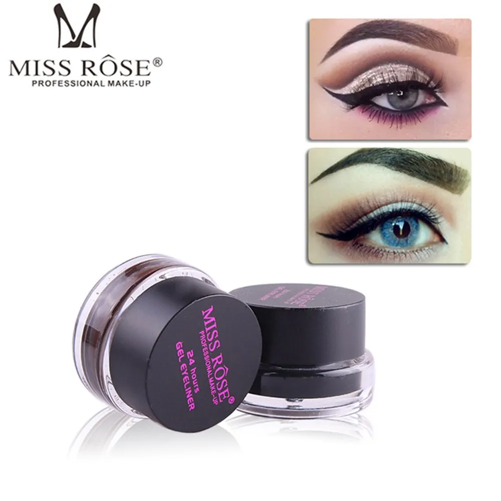MISS ROSE черная коричневая подводка Водонепроницаемая Стойкая подводка для глаз гелевая подводка натуральный женский макияж для глаз жидкое косметическое средство комплект подводки для глаз