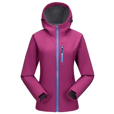 LoClimb, женские куртки для походов на открытом воздухе, флисовые, флисовые, софтшелл, водонепроницаемая Женская ветровка, треккинг, лыжная спортивная куртка, AW098 - Цвет: women purple red