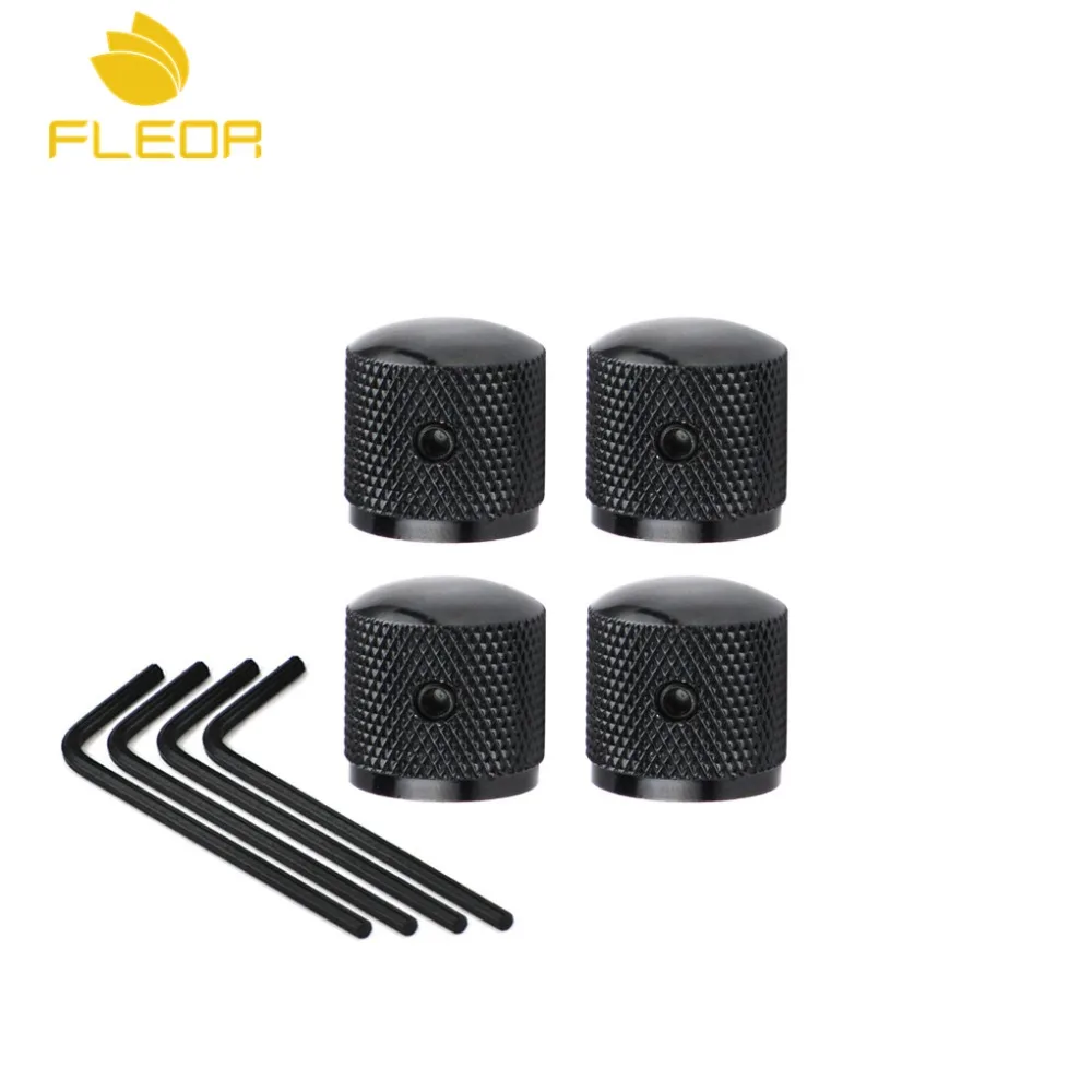 

FLEOR 4pcs Metal Dome Guitar Control Knobs Buttons Volume Tone Knobs Black with Wrench for Electric Guitar Accessories