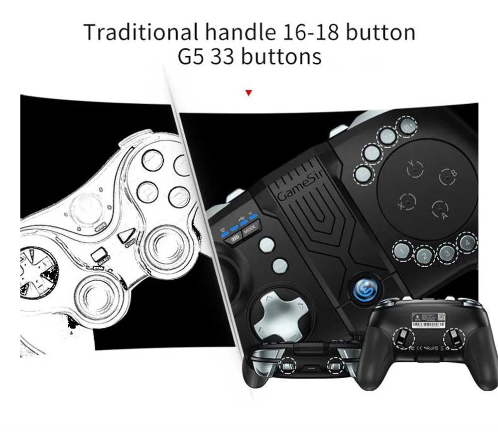 GameSir G5 G6 с трекпадом и настраиваемыми кнопками Moba/FPS/RoS Identity Bluetooth беспроводной игровой контроллер для телефонов Android