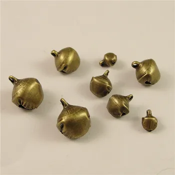 

SEA MEW 200PCS 6mm 10mm 12mm 14mm Vintage Metal Alloy Antique Bronze Bell Pendant Charm For Jewelry Making