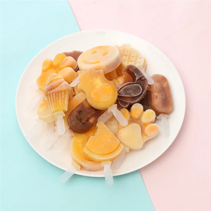 Covered Cartoon 3 Piece Ice Cream Ice Cube Mold Kitchen 2 Colors Multi-type Silicone Homemade Manual Diy Ice Cream Mold Home