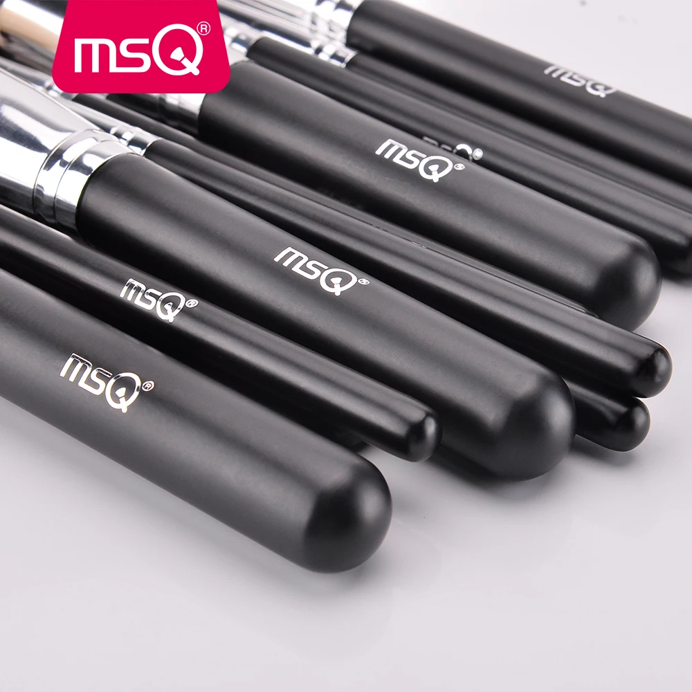 MSQ 15pcs Pro Makeup Brushes Set Powder Foundation Blusher Eyeshadow Blending Make Up Brush Goat Hair PU Leather Case 4