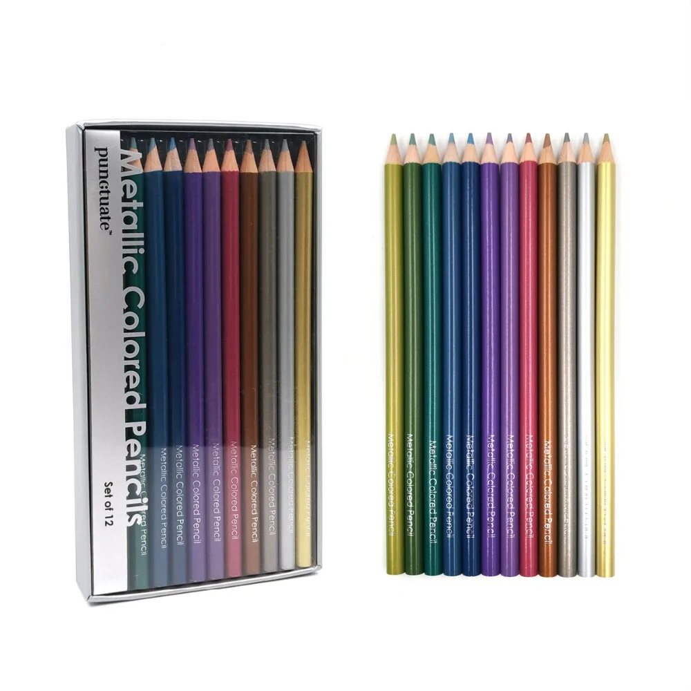 Regalo 12 set Colour Pencil Metallic Matita Colorata Marcatore Regalo 12 set Colour Pencil Metallic Matita Colorata Marcatore Carta Da Disegno Rifornimenti di Arte Matita Disegno A Matita di Colore Matite per il Nero in