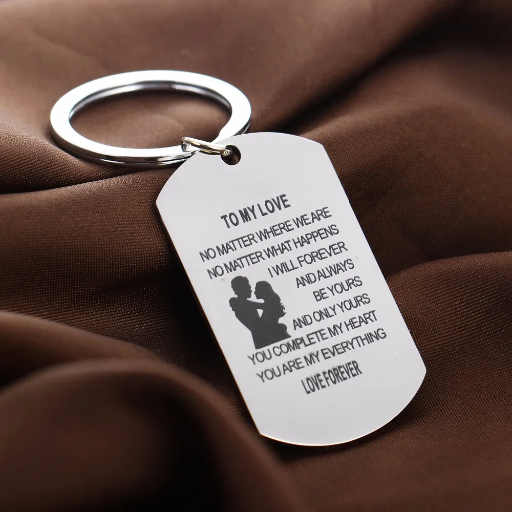 День Святого Валентина подарок брелок любовь навсегда Военная Униформа dog tag брелок Нержавеющая сталь Любители Пары муж жена Сувенирные ювелирные изделия