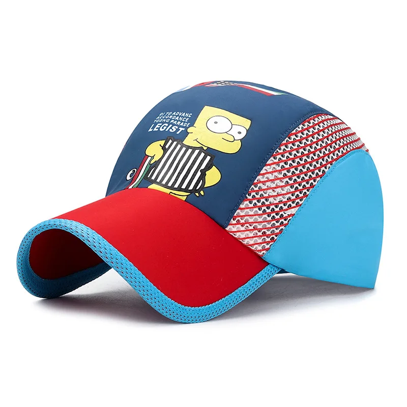 QIUBOSS/Летняя Детская быстросохнущая шапка с сеткой с мультяшным принтом, бейсбольные кепки с сеткой, Лоскутная Повседневная Спортивная
