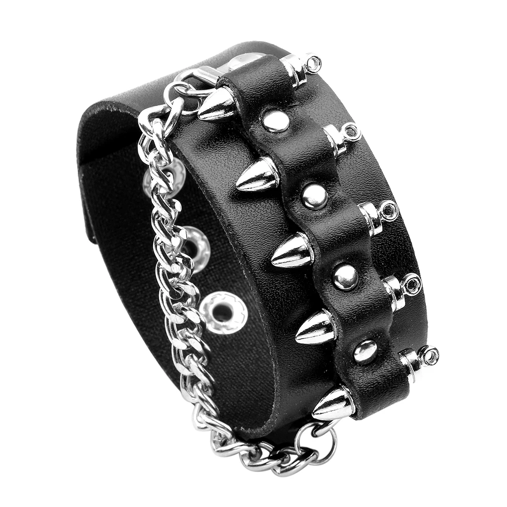 

Fashion Chain Cartridge Belt Leather Bracelet for Man Trendy Adjustable Bracelets Bangles Charm Cuff Women Bangles Jewelry