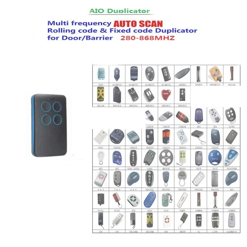 

Electric Face to Face Copy Garage Door Opener Remote Control 4 Button 300-868Mhz Car Gate Transmitter Duplicator Rolling Code