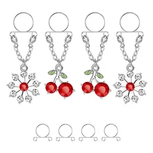 2 пары не-пирсинг для Соска Кольца для женщин Поддельные ниппельные кольца для пирсинга клип на ниппельные кольца искусственный мотаться ювелирные изделия с подвеской в виде соски