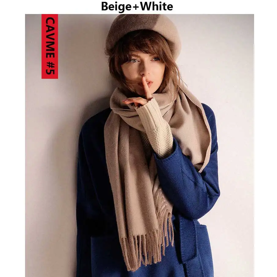 CAVME Winter Unisex Basic Wool Scarf Largue Size Woolen Warp for Women CUSTOM Letters Double Colors - Цвет: CAVME 5