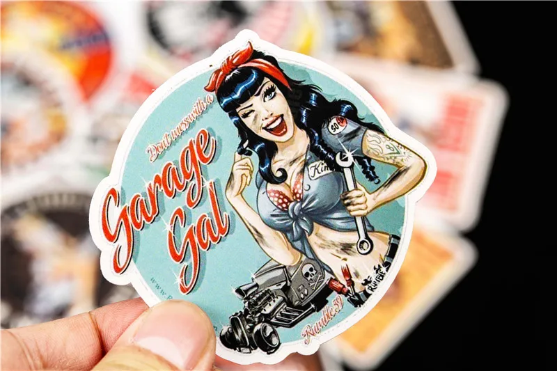 Vintage Motor Girl Stickers Gran Torino Pattern Sticker For Skateboard Guitar Luggage Motorcycle Laptop Sticker (11)