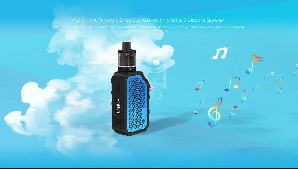 Original WISMEC ACTIVE with Amor NSE Kit 80W Active BOX MOD Vape Bluetooth Speaker Waterproof Electronic Cigarette Vaporizer 01 (8)