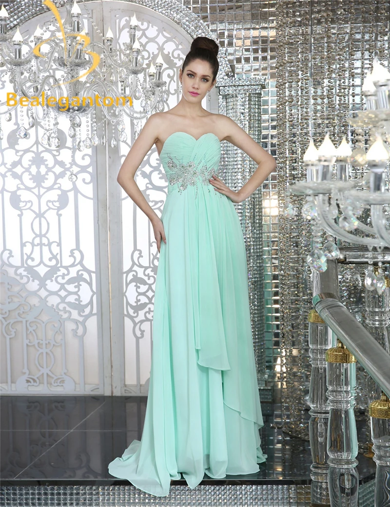 Bealegantom сексуальным вырезом на спине и с украшением в виде кристаллов трапециевидные вечерние платья с Бисер блестками для официального торжества выпускного вечера Vestido Longo BE16