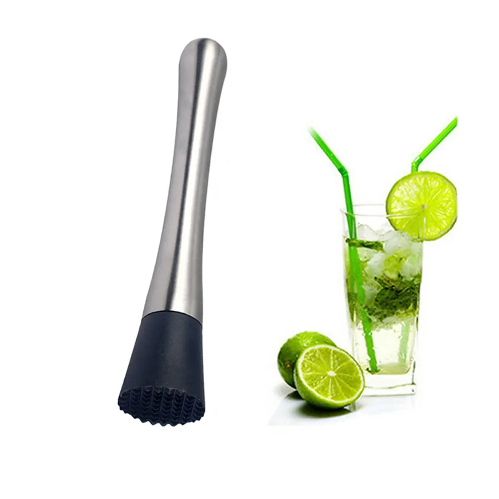 

20.5cm Stainless Steel Cocktail Muddler and Mixing Spoon with Grooved Nylon Head Create Delicious Refreshing Cocktails