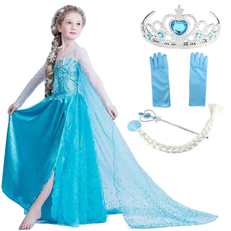 

Elsa Dresses for Girls Snow Queen Cosplay Girl dress Princess Costumes Party Elza Fantasia Kids Vestidos Girls Clothing Elsa Set