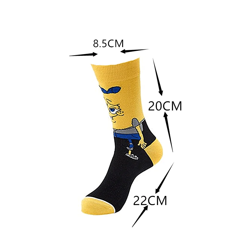 Funny fashion cartoon characters anime print unisex cotton socks colorful woman long socks novelty happy man crew socks