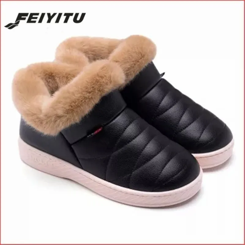 Feiyitu женские ботинки зимние водонепроницаемые зимние сапоги для женщин ботильоны модные меховые теплые Нескользящие уличные ботинки на плоской подошве для мамы 41