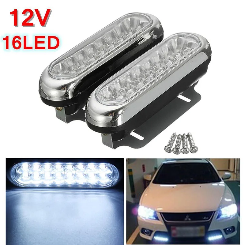 2pcs 12V 16LED Car Van DRL Daytime Running Driving Fog Light Lamp White